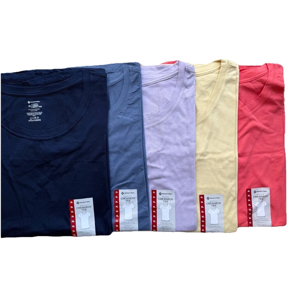 Basic Crewneck Tee 5-Pack Womens XL  Relaxed Lighweight Spring Summer Essentials